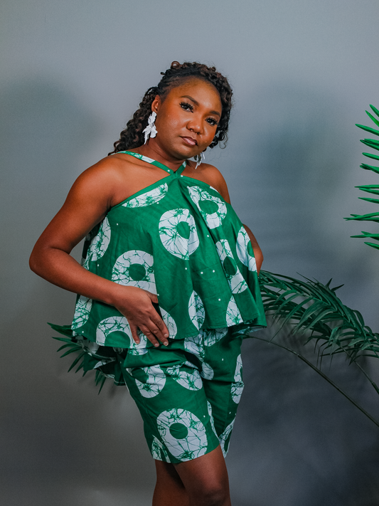 AMÉLIE Cross-Halter Shorts Set